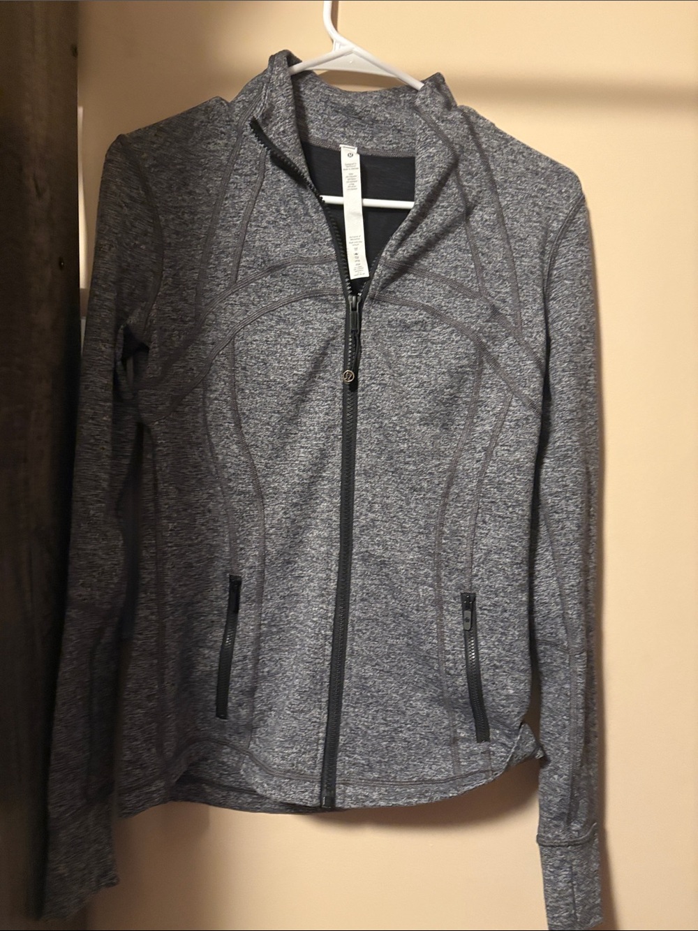 lululemon athletica Heather Gray Full-Zip Hooded Athletic Jacket